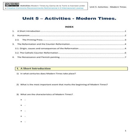 Unit 5: Modern Times Activities