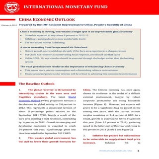 IMF Forecast of China Growth 2012