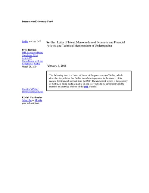 Pismo o namerama Vlade R.Srbije MMF februar 2015 (eng)