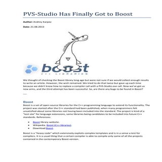 PVS-Studio Has Finally Got to Boost