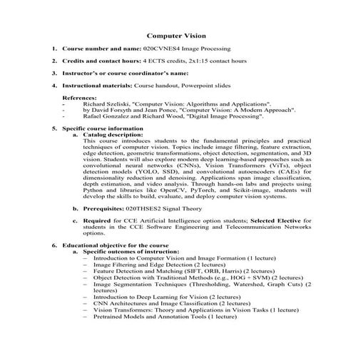 Comprehensive Computer Vision Course Covering Traditional and Deep ...