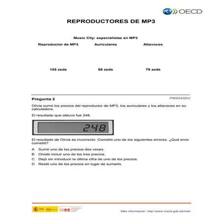 PISA matemáticas:Reproductores MP3
