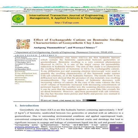 Effect of Exchangeable Cations on Bentonite Swelling Characteristics of Geosy...