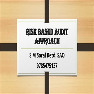 RISK BASED AUDIT APPROACH for conducting the audit of institutions