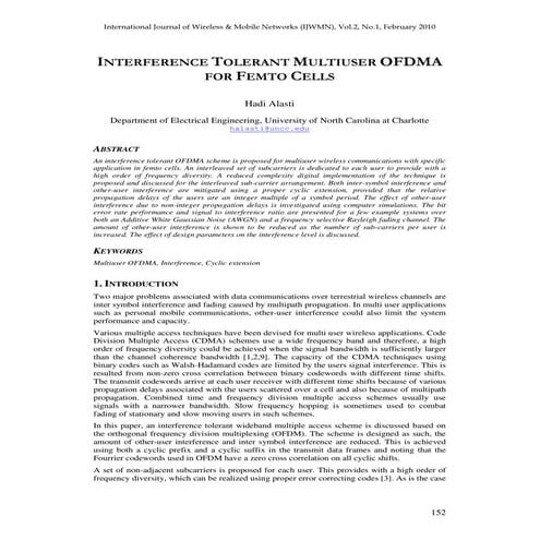 INTERFERENCE TOLERANT MULTIUSER OFDMA FOR FEMTO CELLS