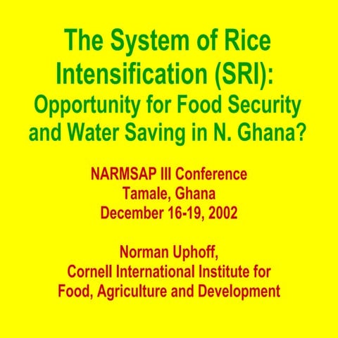 0211 The System of Rice Intensification (SRI):  Opportunity for Food Security...
