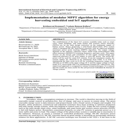 Implementation of modular MPPT algorithm for energy harvesting embedded and I...