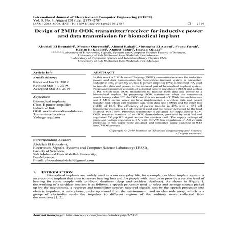 Design of 2MHz OOK transmitter/receiver for inductive power and data transmis...