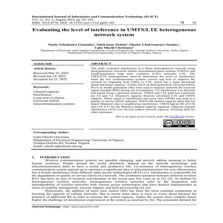 Evaluating the level of inteference in UMTS/LTE heterogeneous network system