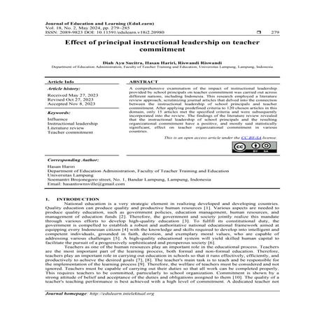 Effect of principal instructional leadership on teacher commitment