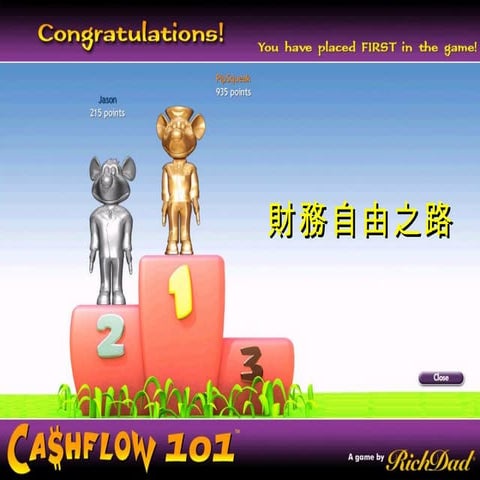 The ending summary of cashflow game