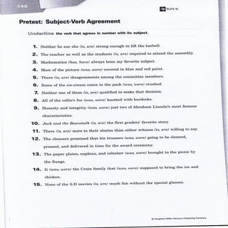 Subject/Verb Agreement Practice