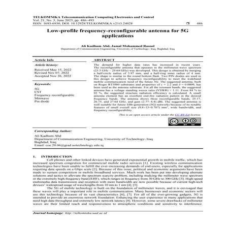 Low-profile frequency-reconfigurable antenna for 5G applications | PDF