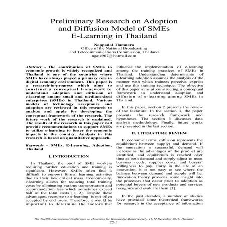 Preliminary Research on Adoption and Diffusion Model of SMEs E-Learning in Th...