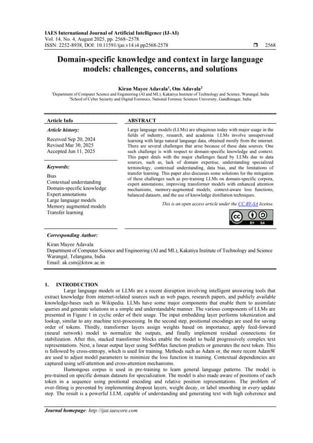 Domain-specific knowledge and context in large language models: challenges, c...