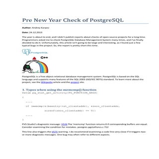 Pre New Year Check of PostgreSQL