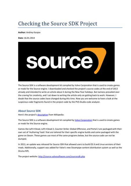 Checking the Source SDK Project