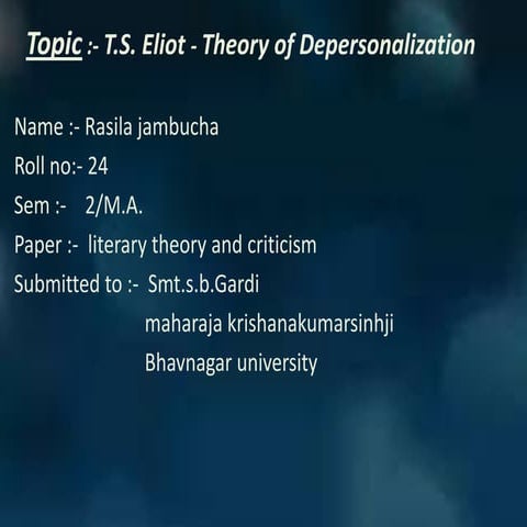 Theory of Depersonalisation