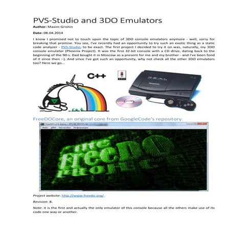 PVS-Studio and 3DO Emulators