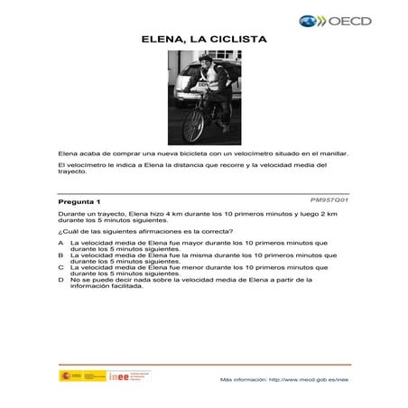 PISA matemáticas:Elena la ciclista