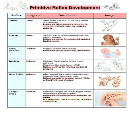 Reflexes and milestones lecture tables..