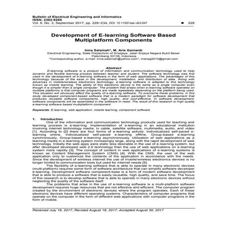 Development of E-learning Software Based Multiplatform Components