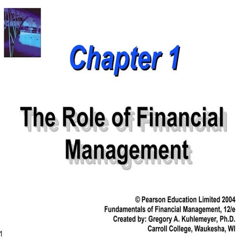 Chapter 1 the role of financial management