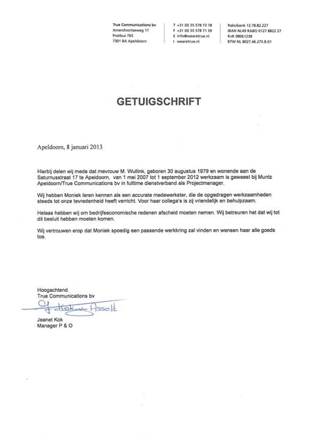 getuigschrift Randstad