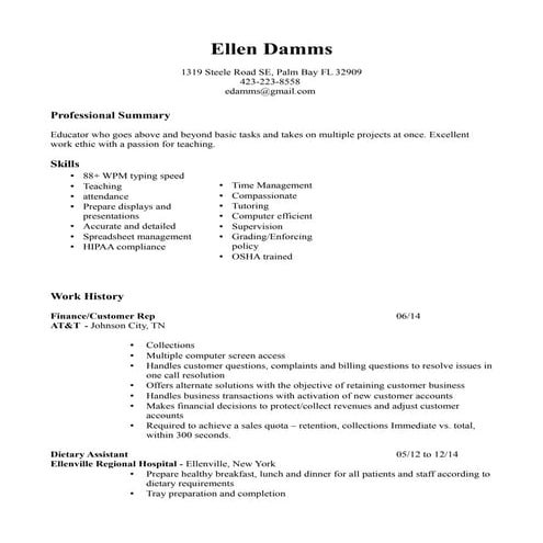 Resume teach asst