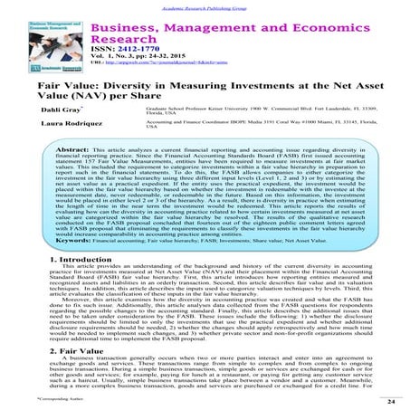 Fair Value: Diversity in Measuring Investments at the Net Asset Value (NAV) per Share