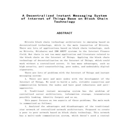 A Decentralized Instant Messaging System