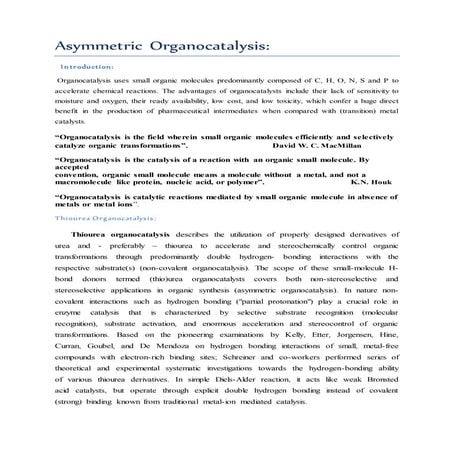 ASYMMETRIC ORGANOCATALYSIS