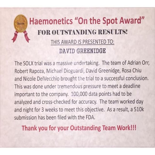 DCG Haemonetics OTS Award | PDF