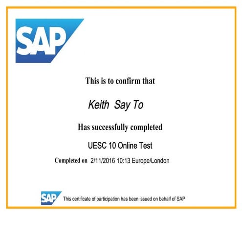 UESC 10 SAP Certification | PDF