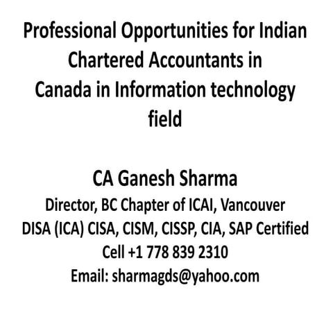 Opportunities for Indian Chartered Accountants
