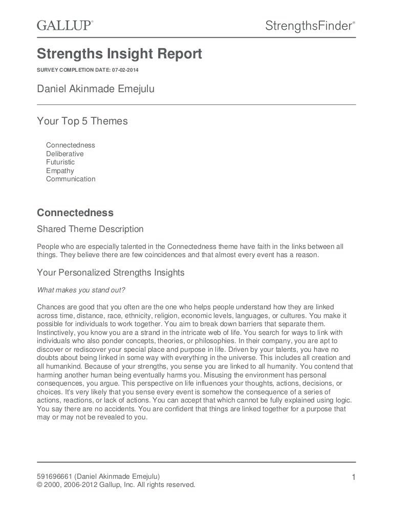 Gallup Strengths Finder - Strengths Insight Report