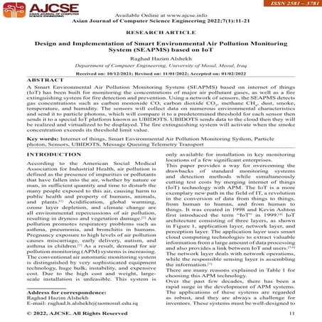 Design and Implementation of Smart Air Pollution Monitoring System ...