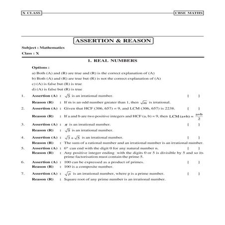 02_ASSERTION & REASON TYPE QUESTIONS WORK SHEET.pdf | Free Download
