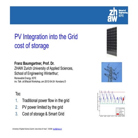 PV integration into the grid - cost of storage