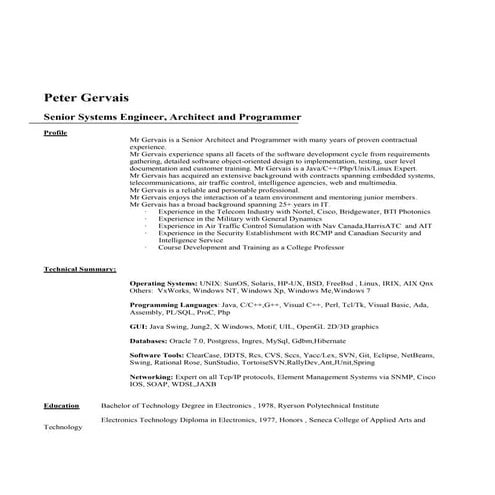 Gervais Peter Resume Oct :2015