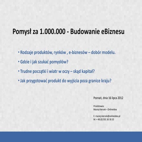 Budowanie eBiznesu (M. Kierzek)