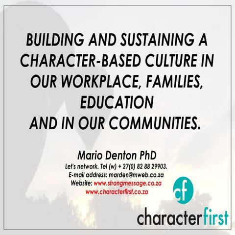 Building Character Sustainability