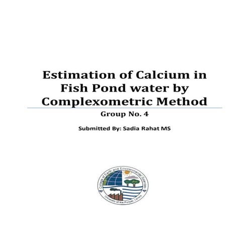 Estimation of Calcium in Fish Pond water by Complexometric Method