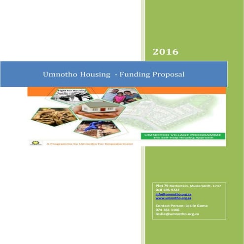 Umnotho Proposal funding (Draft 1)