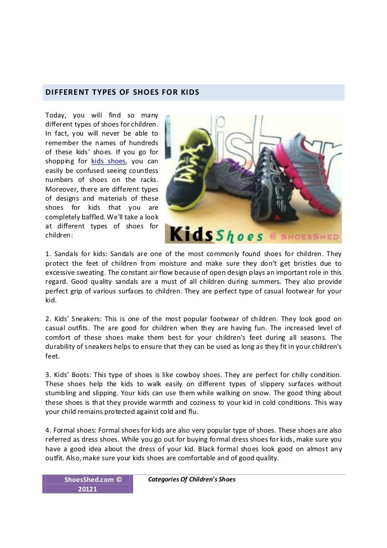 types of footwear on Different Types Of Shoes For Kids