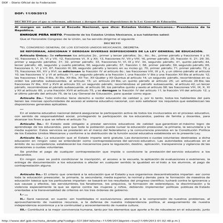 DOF Decreto Ley General de Educación