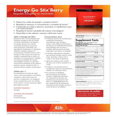 Ficha Técnica - 4Life Energy go stix