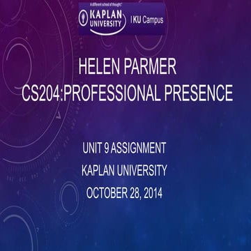 Unit 9 Assignment Professional Presence