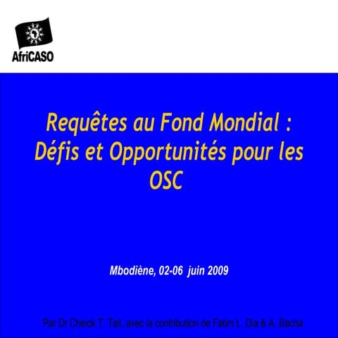02 Gf Defis & OpportunitéS Cs Cheick T. Tall