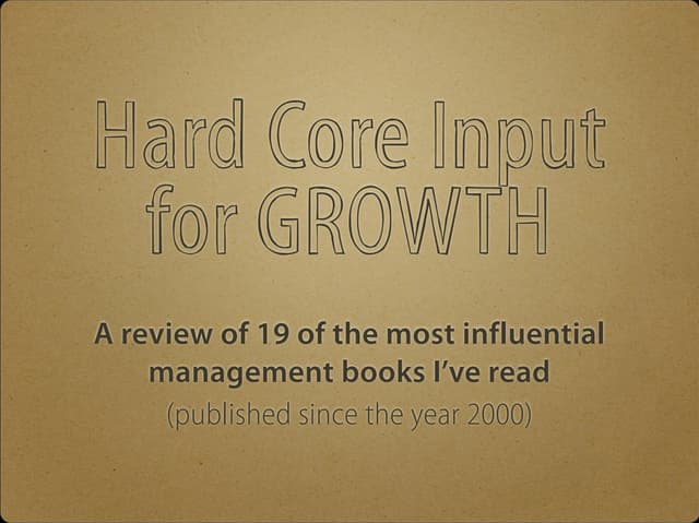 Hard Core Input for Growth (LEAD Clusters 1 & 2)